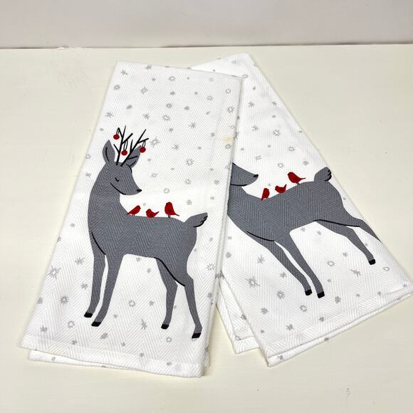Ellen Degeneres Holiday Deer Kitchen Towels Set of 2 - Picture 1 of 5